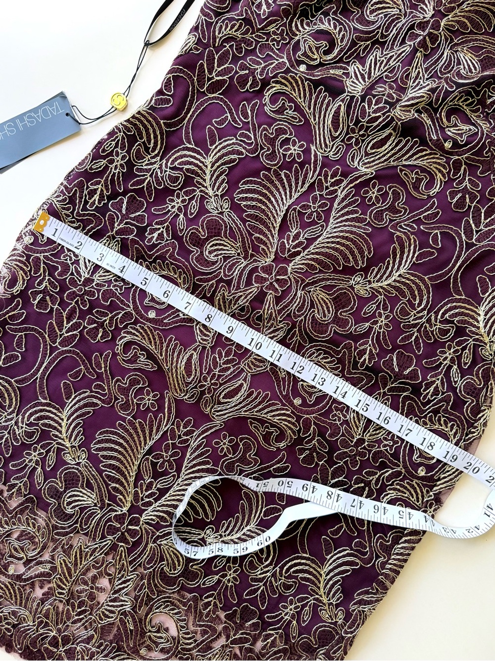 NWT Tadashi Shoji Abigail Dress Blackberry Gold Embroidered Lace Size 10 $408 - Picture 14 of 16